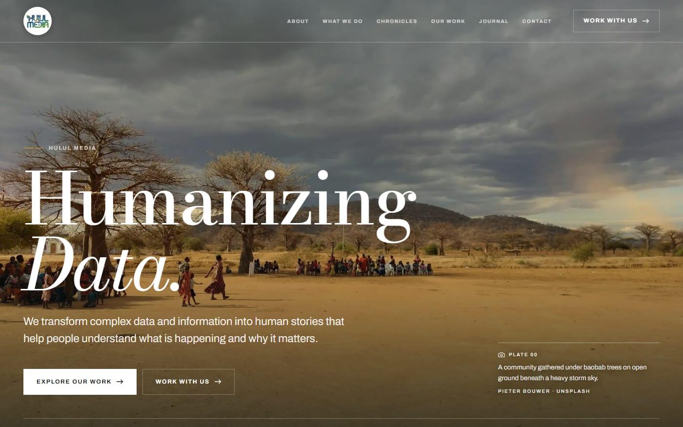 Hulul Media storytelling and documentary studio website designed by Hasbiyallahu Jafaru, editorial web design