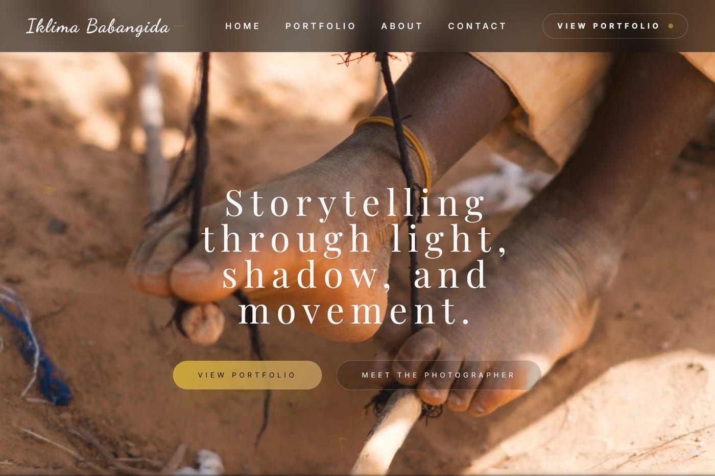 Iklima Babangida fine art photography portfolio website designed by Hasbiyallahu Jafaru, full-bleed gallery web design