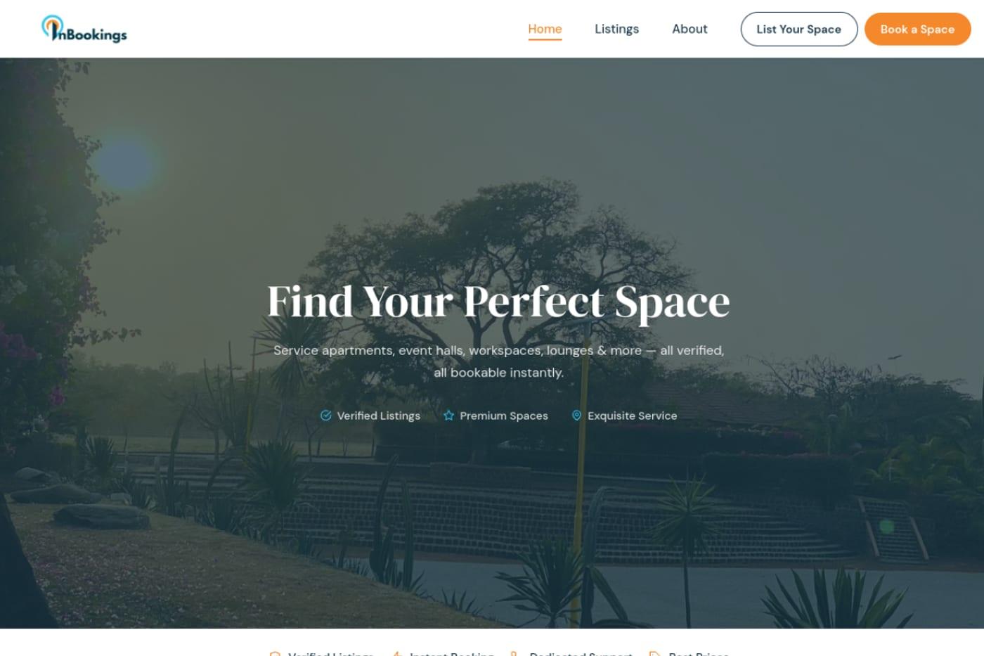 InBookings Online booking platform web app built by Hasbiyallahu Jafaru, full-stack developer