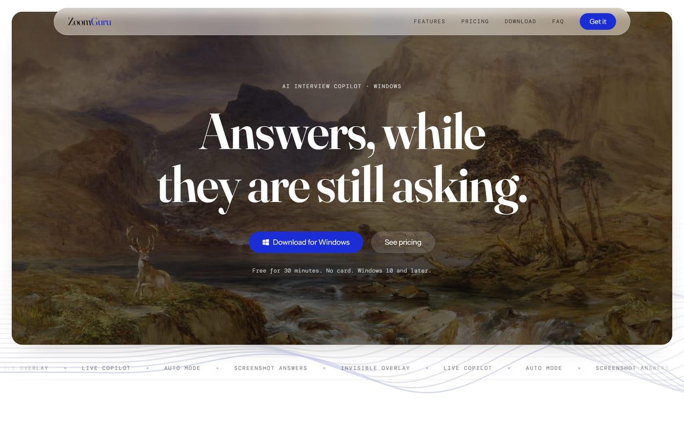 ZoomGuru AI interview copilot SaaS website designed by Hasbiyallahu Jafaru, web application developer